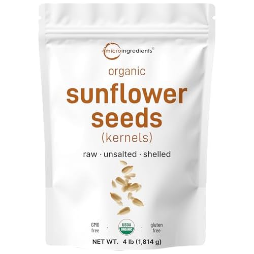 Organic Sunflower Seeds 4lbs β Raw & Shelled, Low Carb