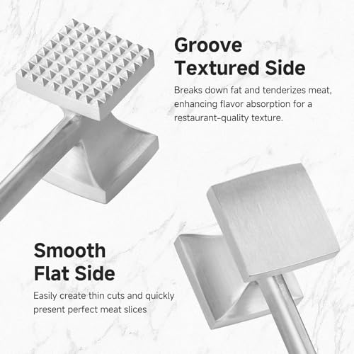 AAOBOSI Meat Tenderizer,Meat Tenderizer Hammer with Dual Sides,Multi Uses & Ergonomic Design,Ideal for Beef,Pork,Nuts,Vetgetables & More(Hand wash only)