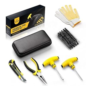 DETAILING GARAGE Tyre Repair Kit – Car Puncture Repair Kit – Emergency Fix Puncture for Auto Car Motorcycle Truck Van – 20 Strings and Storage Box