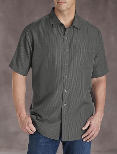 Harbor Bay by DXL Men's Big and Tall Microfiber Comfort Grid Sport Shirt
