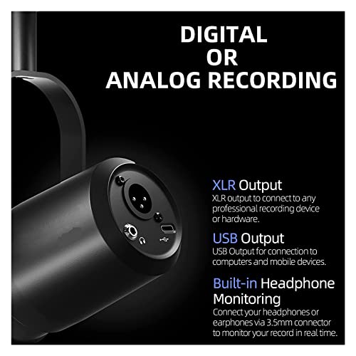 Microphone dynamique USB XLR en métal rigide pour voix off et studio