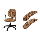 Eheartsgir Brown Leopard Print 4 Pack Set Office Chair Protector Cover with Armrest Universal Stretch Desk Swivel Chair Cover, Computer Gaming Rotating Chair Slipcovers