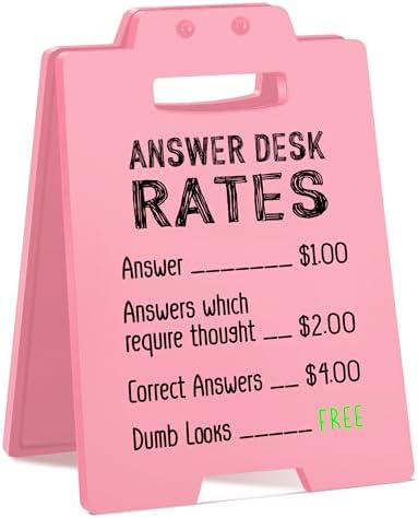 Amazon.com: Answer Desk Rates Sign Pink – Cute Funny Office Desk Decor ...