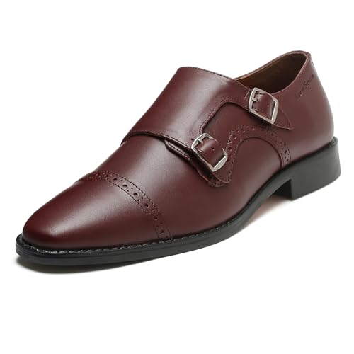 Image of LOUIS STITCH Men's Formal Shoes | Italian Leather Double Monk Strap Handcrafted | Stylish Lace-Up Business, Formal, (LSRXDM)