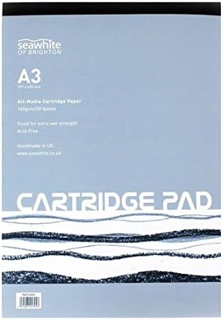 Drawing Sketching Cartridge Paper A3 Pad - 50 Sheets 140 Gsm - Acid Free - Suitable for Pencils, Pens, Light Watercolour Washes, All Media - Ideal for Students and Professional Artists