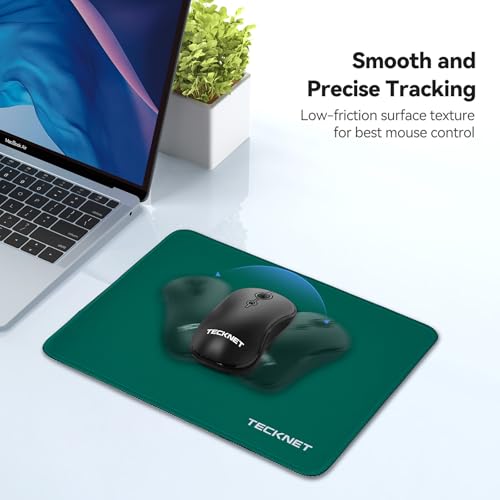 Image of TECKNET Mouse Pad with Anti-fray Stitchin, Waterproof Surface & Non-Slip Rubber Base with Stitched Edges Gaming Mouse Mat for Laptop，Compatible with Laser and Optical Mice - Dark Green