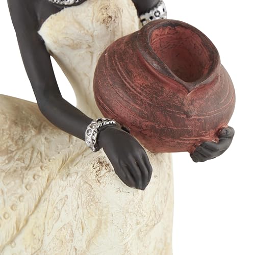 Figura Decorativa Mujer Africana Polystone 6x6x10 Cream miniatura 5