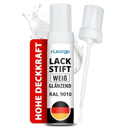 LICARGO Lackstift Weiß Glänzend – Präziser Pinsel für kleine Kratzer & Steinschläge – Hohe Deckkraft, schnelle Trocknung – Weißer Lackstift Auto, Autolack Weiß, Emaille Reparaturset, Made in Germany
