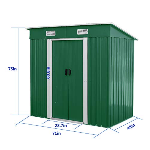 image for HOMFY 4X6FT Outdoor Storage Shed Horizontal Lockable Organizer for Gar