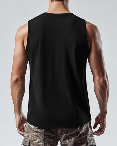 Ficerd 3 Pack Men's Big Tall Tank Tops, Cotton Moisture Wicking Muscle Shirts Sleeveless Solid Color Basic Tee Shirts4