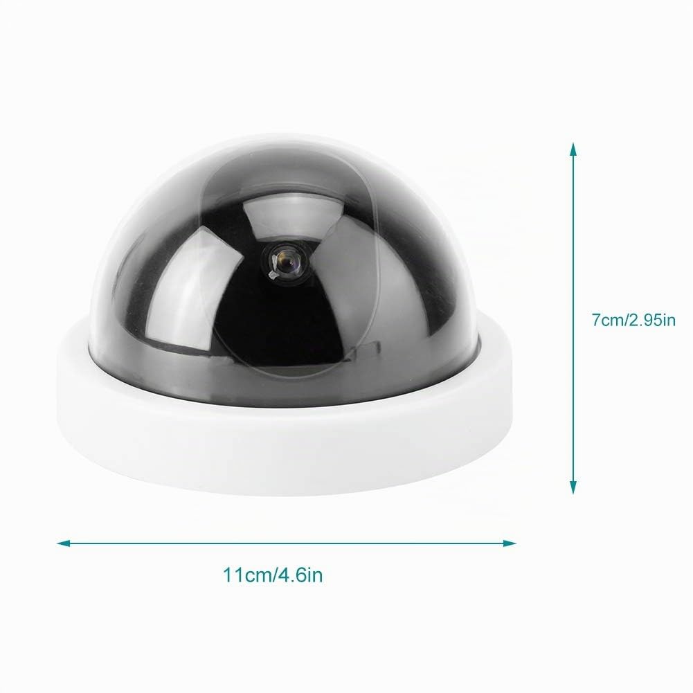 Srliya Fausse Caméra Dôme 4 Pièces, Caméra de Simulation de Dôme CCTV, Fausse Caméra de sécurité avec Lumière LED Clignotante (Blanc)