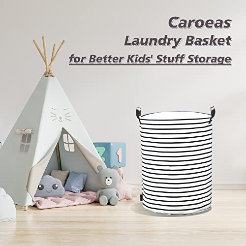 Caroeas 18.0-Inches Thicken Laundry Basket, Waterproof Large Laundry Basket Drawstring Closure, Collapsible Laundry Basket Soft Leather Handles, Laundry Hamper Easy Storage, Clothes Hamper #TOP6