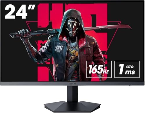 KOORUI Monitör 24E3 23.8Inç, 165Hz, FHD, 1080p(1920*1080), 1ms, Ips, Adaptive Sync, Monitörler,Gaming, Hdmi 1.4*2, Dp 1.2*1, Eğilmek：-5~15°, Yukarı Ve Aşağı, Görme Açısı 178°, Vesa，75*75mm, Siyah - Görsel 1
