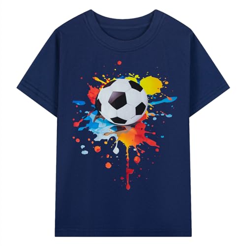 Image of HILEELANG Kids Boy Basic Plain Cotton T-Shirts Short Sleeve Crew Neck Summer Tees 4packs 6-12 Years