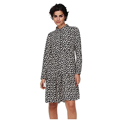 JDY Damen JDYpiper L/S AOP Shirt Dress WVN Noos Kleid, Black/AOP:Tapioca...