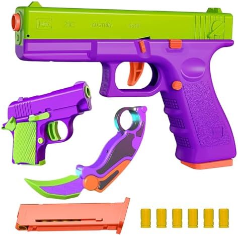 Fidget Toy Gun1911, 3Pack 3D Printed Pistol Claw Knife Toys Sets Shell Ejecting Toy Gun, Toy Pistol Can be Loaded But Can't be Fired, Toys for Kids