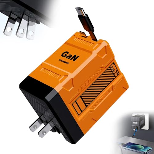 2 in 1 GaN Charger 120w, 2025 New Scalable Retractable 120w Fast Charger Module, All in 1 Foldable Charging Adapter Wall Plug for Phone, Tablet, Laptops (Orange)