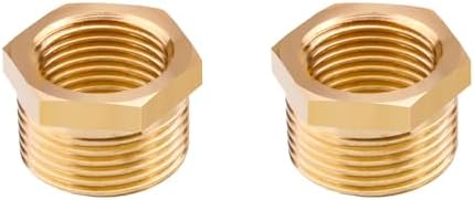PATIKIL 2 Pack Brass Pipe Fitting Hex Bushing, 3/8\" NPT Female To 1/4...