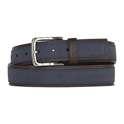 Image of Nautica Men's Casual Leather Belt | Everyday | Classic | Pants | Jeans | Khakis | Chinos | Metal Buckle