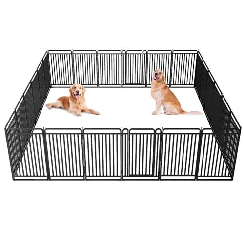 Image of New Thickened Version Dog Playpen, 43 Inch Dog Fences for The Yard, Portable Outdoor Dog Playpen for Large /Medium /Small Dogs, Foldable Metal Dog playpen, with Doors (24 Panels, 43 Inch)