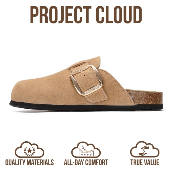 Project Cloud Genuine Leather Clogs for Women Shoes - Memory Foam Insole, Non-Slip & Natural Cork Footbed Arch Support Big Buckle Womens Clogs and Mules for Women Footwear (Manchester)3