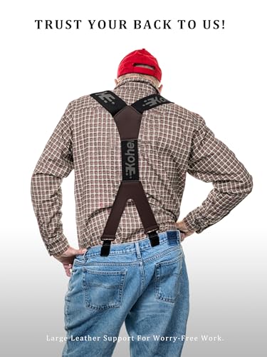 Image of Men's Industrial Strength Suspenders 2-Inch Wide X-Back Heavy Duty Braces Strong Metal Clips, Elastic Adjustable