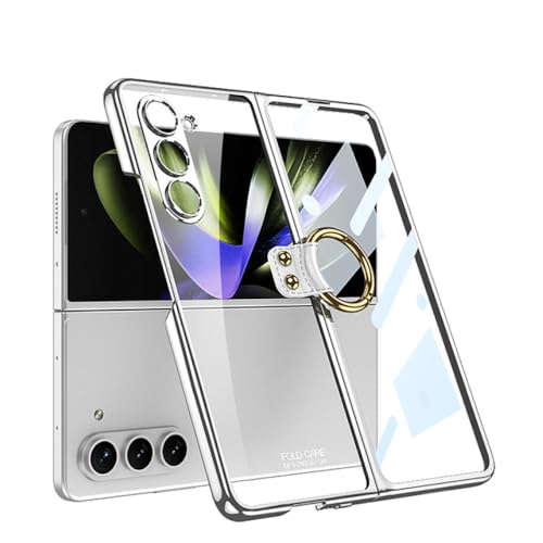 Coque Samsung Z Fold 5 transparente argent avec anneau pour le quotidien