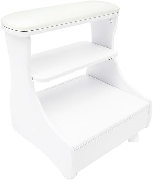 Portable Pedicure Foot Rest, Pedicure Stool, Foot Bath Trolley Spa Cart, Nail Stand, Manicure Furniture with Wheels for Beauty Salon, Nail Tech Spa & Massage Station White
