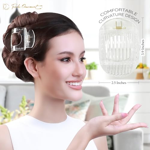 RC ROCHE 6 Pcs Flat Claw Hair Clips for Women Thick Hair French Round Duckbill Square Secure Strong Hold Grip Clamps Barrettes Curved No Slip No Crease Styling Cute Jumbo XL - Image 2