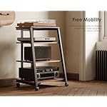 FITUEYES Design 4-Tier AV Media Stand Corner Shelf for Record Player Wooden Stereo Cabinet Audio Rack Tower with Height Adjustable Wooden Shelves for ps4 (Walnut) - Image 5