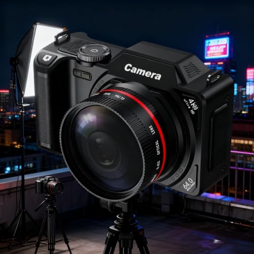 Cámara digital 4K morada con pantalla abatible de 3 pulgadas 3