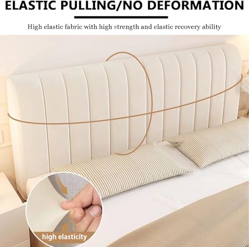 Dsxh Headboard Sliding Cover Universal Headboard Moisture-Proof Full Package Modern Elastic Headboard Cover Extension Dustproof Headboard Cover Protector Bedroom Decoration (Grey, 200Cm) - 5