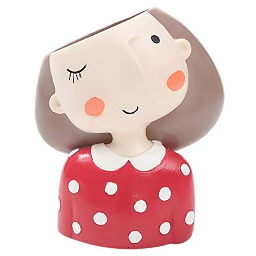 Image of Cute Beautiful Combo Pack of 4 Girls Succulent Planter Pots Resin Creative Flowerpot Plant Pot Planter Container for Home Garden Office Desktop Decoration (2 Boy And 2 Girl Pot)