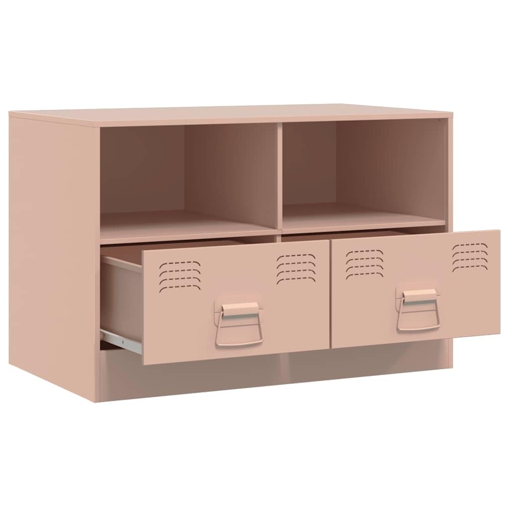 Hothingwell TV-Möbel, Rosa, 67 x 39 x 44 cm, Stahl, Kaltlaminat | Zeitschriftenablage und Fernbedienungen, 2 Griffe, einfache Reinigung mit feuchtem Tuch