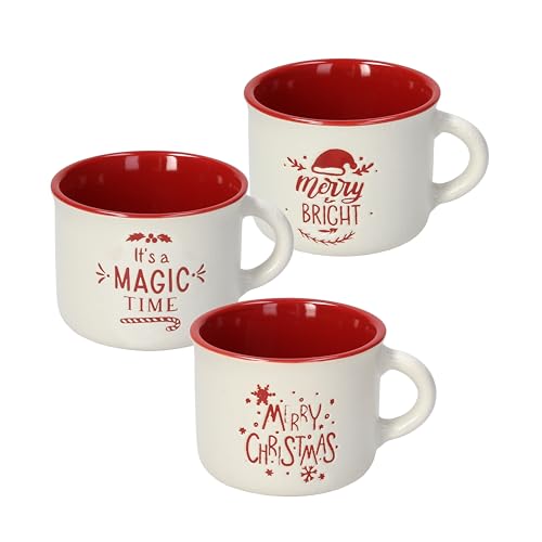 Tognana Marshmallow, set 3 tazze caffè cc 100 senza piatto, Stoneware,rosso