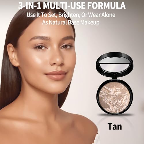 Image of Baked Luminous Pressed Powder-Glow-Infused Foundation,Highlighter & Setting Powder in One-Color-Correcting,Oil-Control,Long-Lasting Coverage for All Skin Tones 05