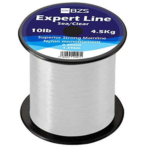 BZS Expert Carp Coarse Fishing Line Nylon Monofilament - Strong Tension High Load String Spool 4lb 5lb 6lb 8lb 10lb 12lb 15lb 20lb 25lb 30lb 40lb 50lb 60lb (Clear, 0.30mm - 1,296m / 10lbs - 4.5Kg)