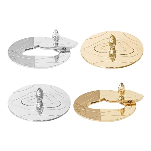 4 PCS Jar Candle Cover Metals Candle Dust Cover Split Lid for Dia 7-8cm Jar Candles Aroma Candle Decoration Dustproof Odor Storage Windproof Pit Proof Candle Extinguishing Gold & Silver