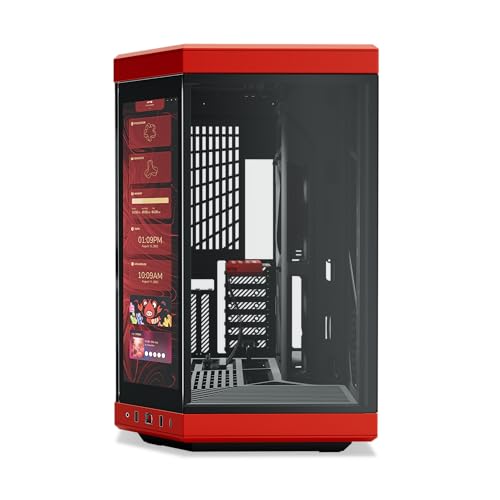 Image of Hyte Y70 Touch Dual Chamber ATX Mid Tower Modern Aesthetic Case with Integrated 4K LCD Touchscreen - Black Red