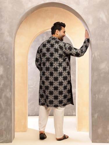 Image of SOJANYA Plus (Since 1958) Men's Cotton Linen Printed Long Kurta