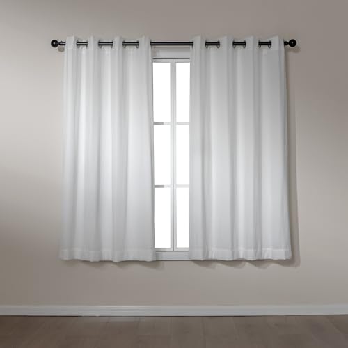 Image of Amazon Basics Chenille Room Darkening Curtains, Light Filtering Window Drapes for Bedroom and Living Room, 2-Panel Set with Grommets, 42 inch W x 63 inch L, White Diamond