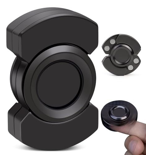 3-in-1 Fidget Spinner, Slider, Clicker| EDC Metal Fidget Toys Adults | Stainless Steel Bearing Stable Spin | Help Relieves Anxiety & Tension | Enhances Focus & Clarity | Compact & Portable, Black