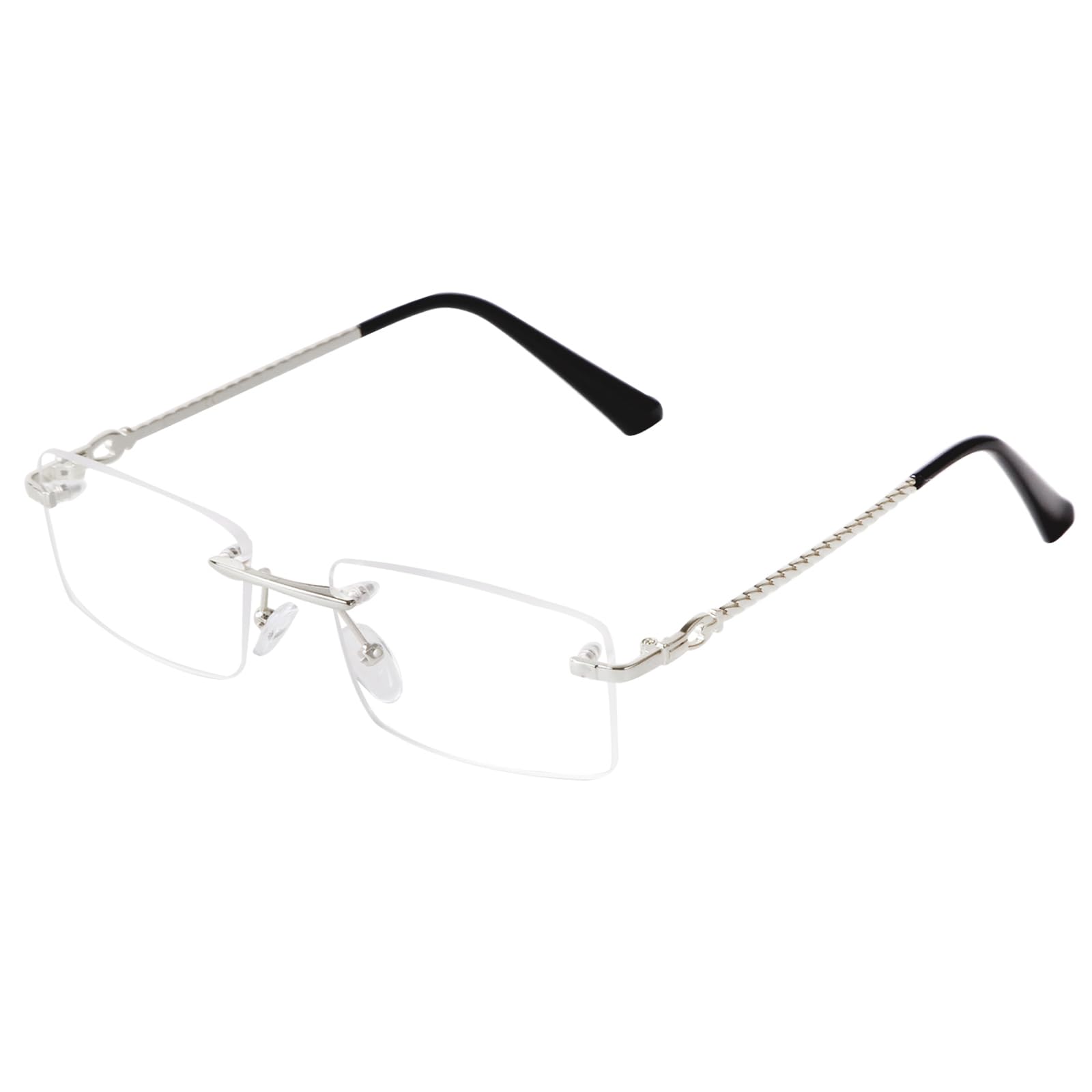 JUDOORimless Rectangle Sunglasses for Men Women Fashion Hip hop Frameless Designer Shades Y2K Square Clear Glasses