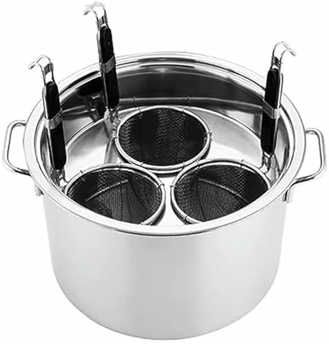 Pasta de acero inoxidable con insertos, olla con divisor y colador, tapón de inducción duradero, compatible con inducción, cerámica, vidrio y halógeno