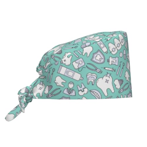 Image of Surgical Caps Men Women, Scrub Cap with Sweatband Adjustable | Tie Back Nurse Cap, Nursing Breathable Working Hat, Scrub Cap, Medical Hats