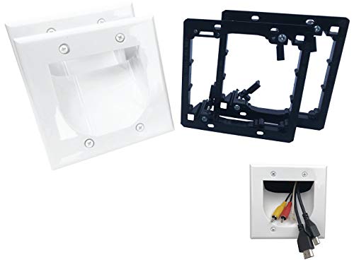 KCC Industries 2-Gang Recessed Low Voltage Cable Plate with Mounting Bracket +UL/CSA Listed Safe+ (2 - //coolthings.us