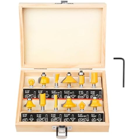 Router Bits Set 1/4 Inch Shank - BAIDETS 12 Pieces 1/4" Tungsten Carbide Router Bits, Woodwork Tools Cover