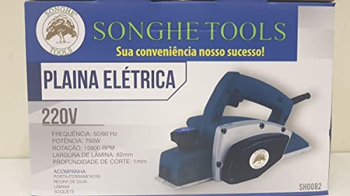 Plaina Elétrica 750W Lâmina 82mm Corte 1mm Madeira SH Tools Voltagem:110V