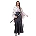 Produktbild Princess of Asia Japanisches Damen Samurai Kimono Outfit Cosplay Kostüm S M 36 38 40 (Weiß & Grau)