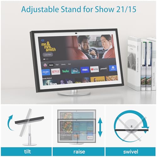 Dreh- und neigbarer Ständer für Show 15/21, mattschwarzes Aluminium in Flugzeugqualität, verstellbarer Show-15-Ständer, 16-24,1 cm höhenverstellbar, kein Werkzeug erforderlich, stabiles zentriertes